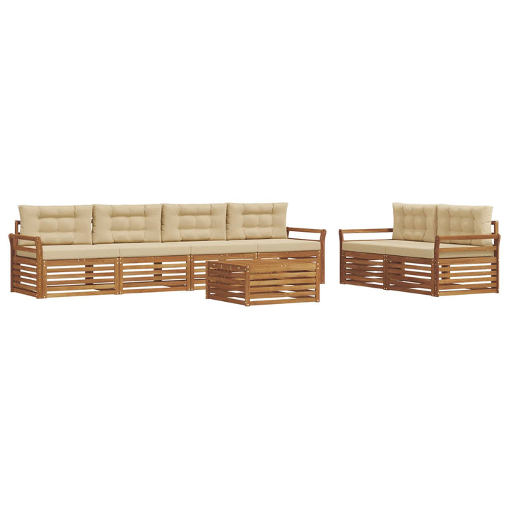 Udendørs sofagruppe med pude 7 pcs Naturlig og Beige