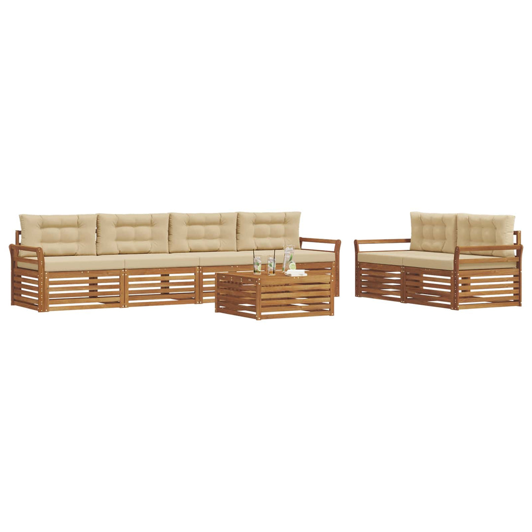 Udendørs sofagruppe med pude 7 pcs Naturlig og Beige