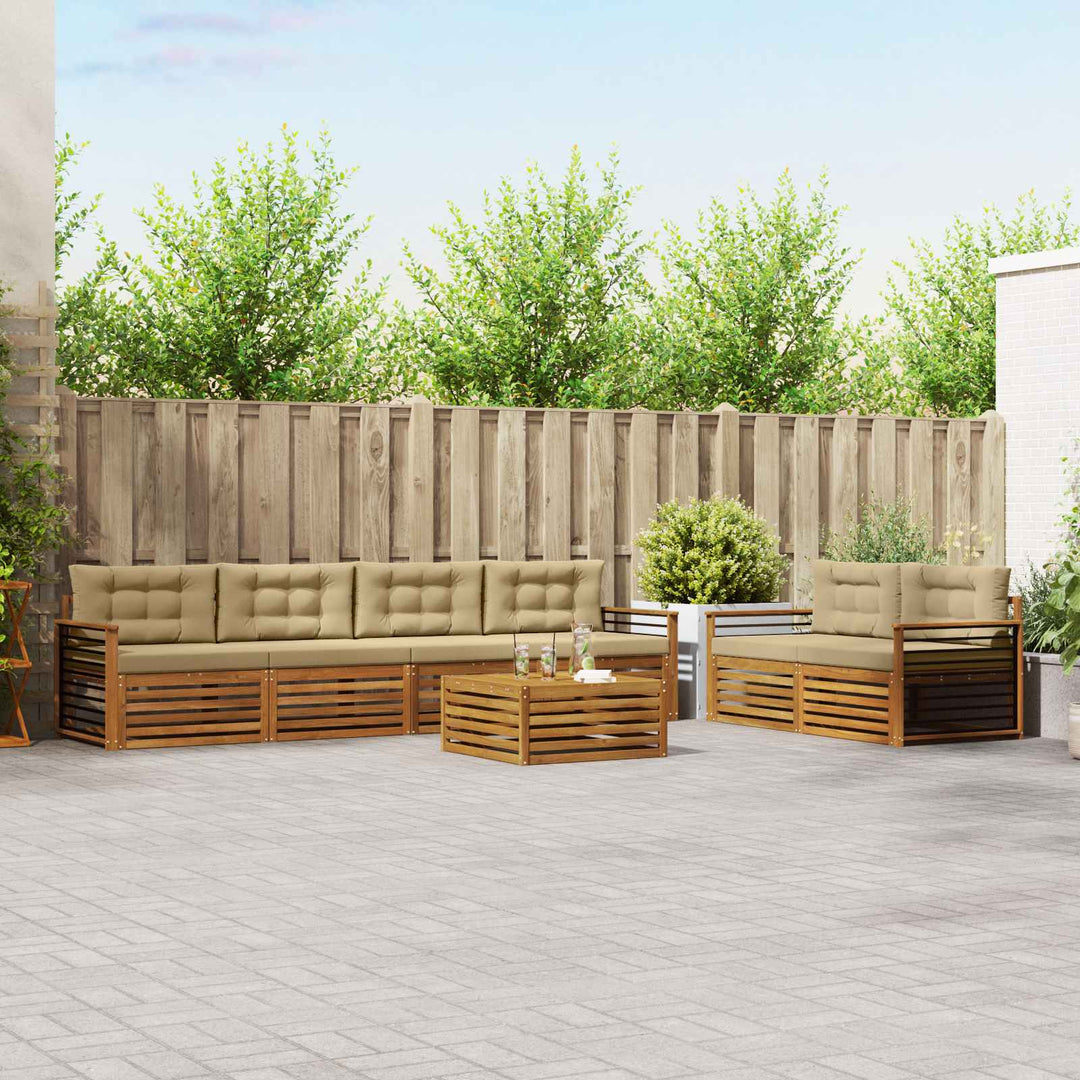 Udendørs sofagruppe med pude 7 pcs Naturlig og Beige