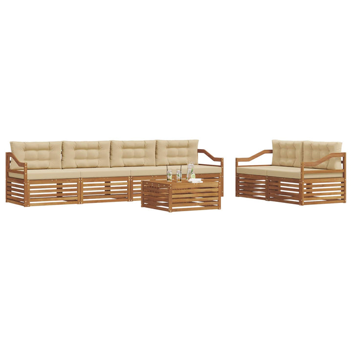 Udendørs sofagruppe med pude 7 pcs Naturlig og Beige
