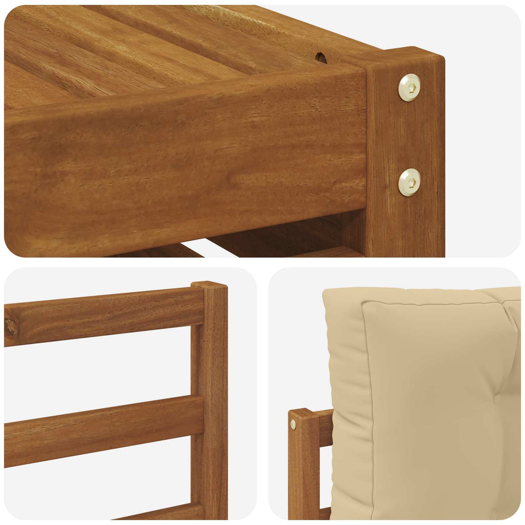 Udendørs sofagruppe med pude 7 pcs Naturlig og Beige