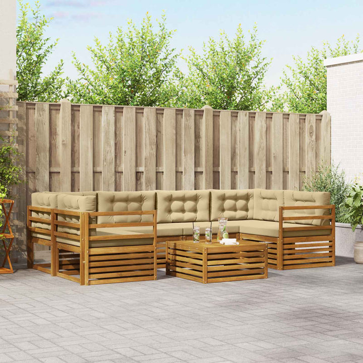 Udendørs sofagruppe med pude 7 pcs Naturlig og Beige