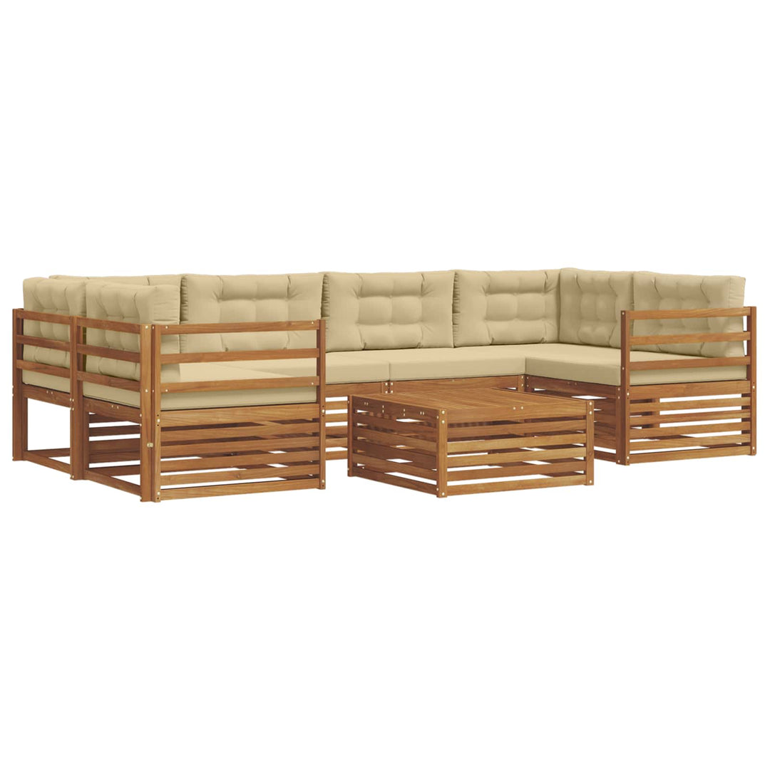 Udendørs sofagruppe med pude 7 pcs Naturlig og Beige