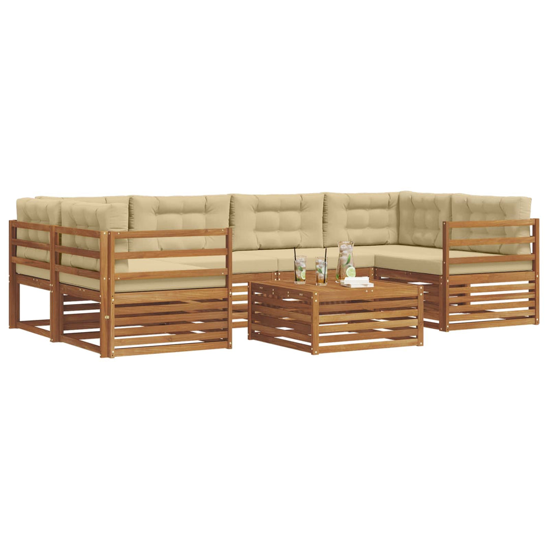 Udendørs sofagruppe med pude 7 pcs Naturlig og Beige