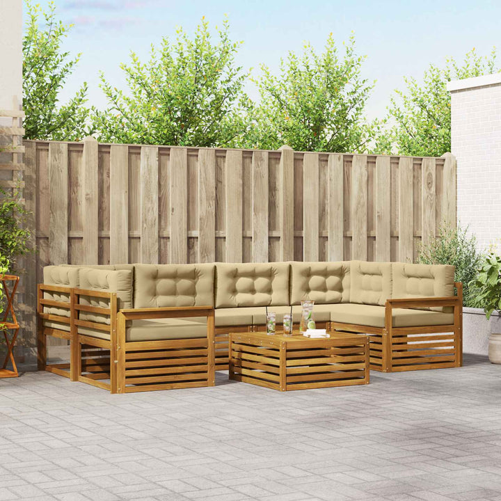 Udendørs sofagruppe 7 pcs Naturlig og Beige