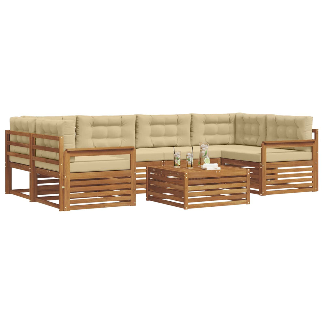 Udendørs sofagruppe 7 pcs Naturlig og Beige