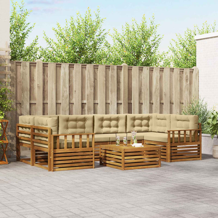 Udendørs sofagruppe med pude 7 pcs Naturlig og Beige