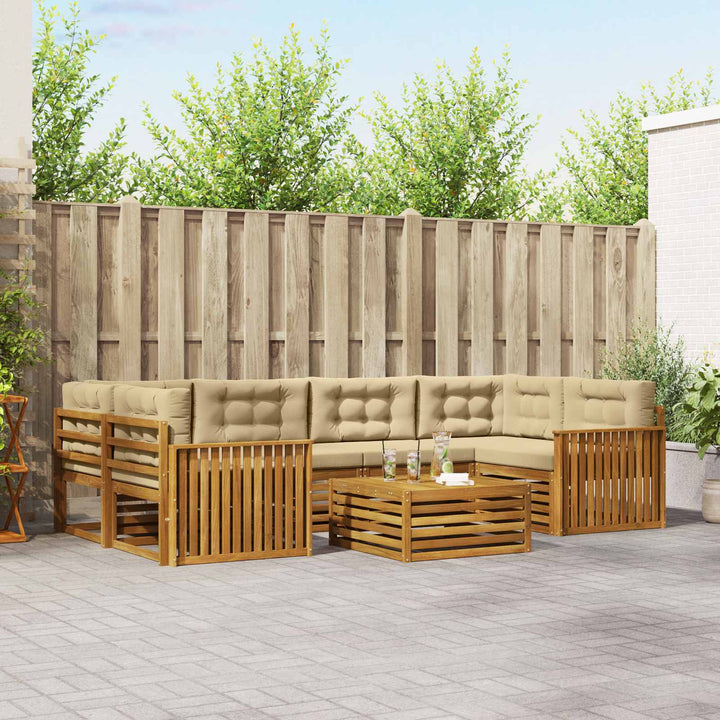 Udendørs sofagruppe med pude 7 pcs Naturlig og Beige