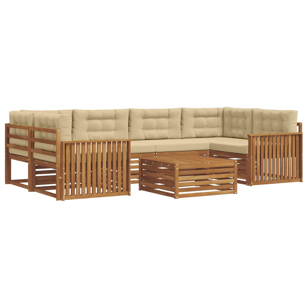 Udendørs sofagruppe med pude 7 pcs Naturlig og Beige