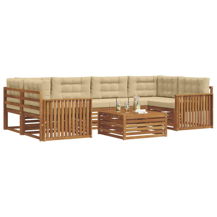 Udendørs sofagruppe med pude 7 pcs Naturlig og Beige