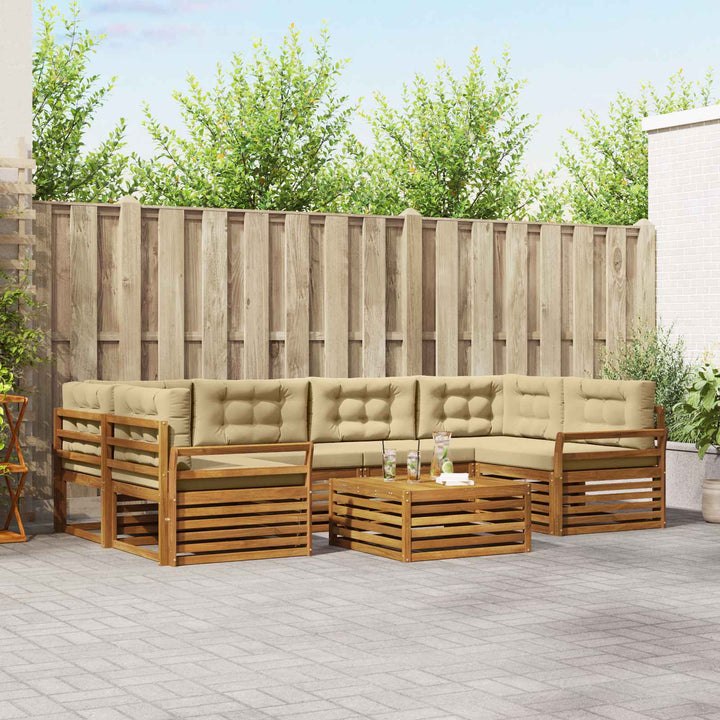 Udendørs sofagruppe med pude 7 pcs Naturlig og Beige