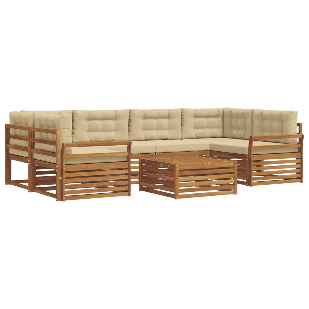 Udendørs sofagruppe med pude 7 pcs Naturlig og Beige