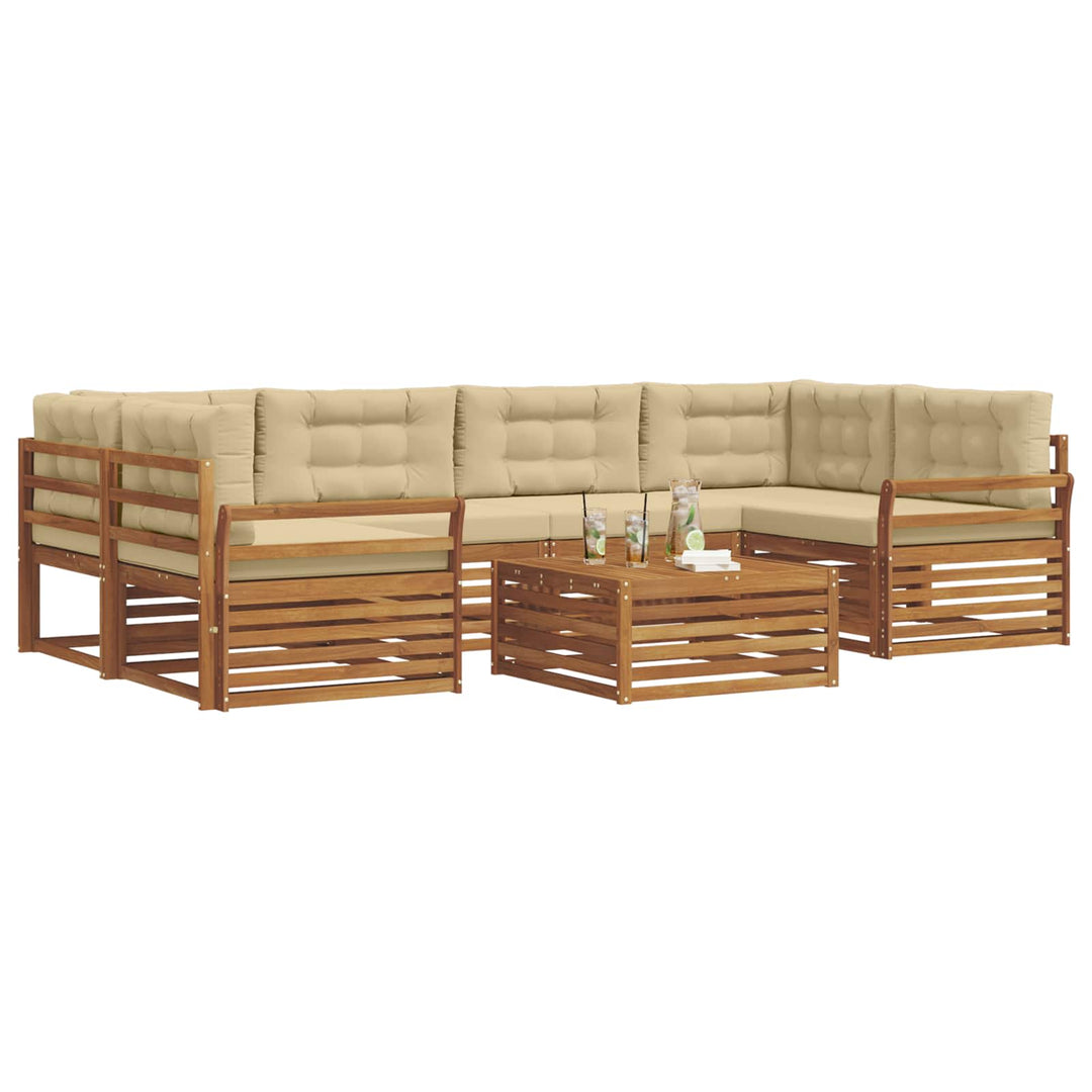 Udendørs sofagruppe med pude 7 pcs Naturlig og Beige