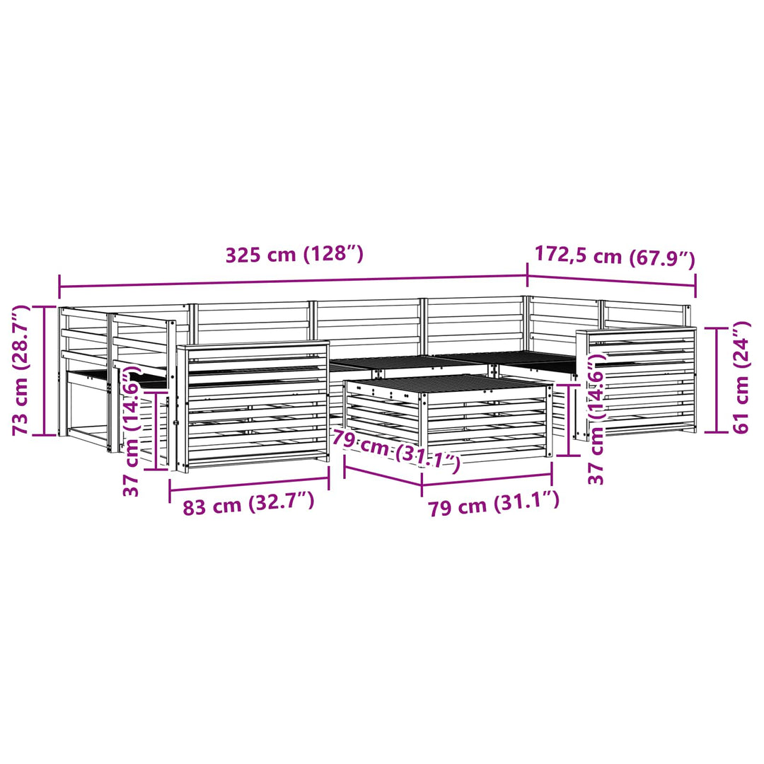 Udendørs sofagruppe 7 pcs Naturfarvet Massivt Akacietræ
