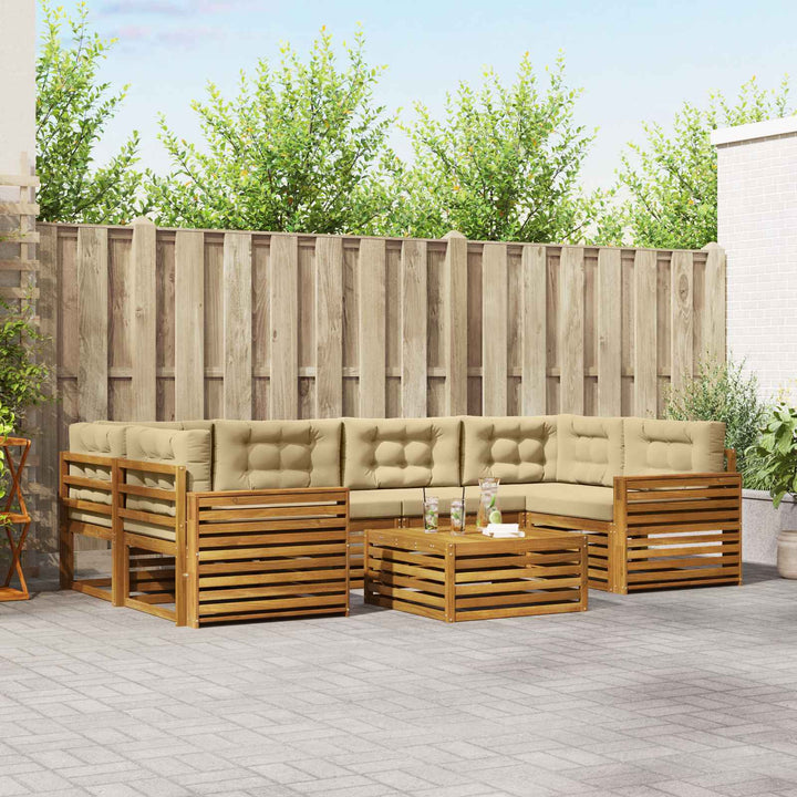 Udendørs sofagruppe med pude 7 pcs Naturlig og Beige
