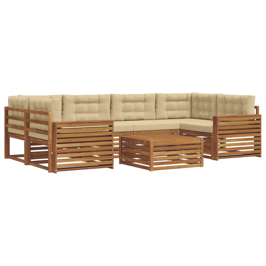 Udendørs sofagruppe med pude 7 pcs Naturlig og Beige