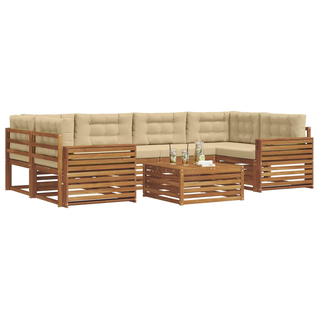 Udendørs sofagruppe med pude 7 pcs Naturlig og Beige