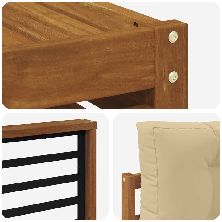 Udendørs sofagruppe med pude 7 pcs Naturlig og Beige