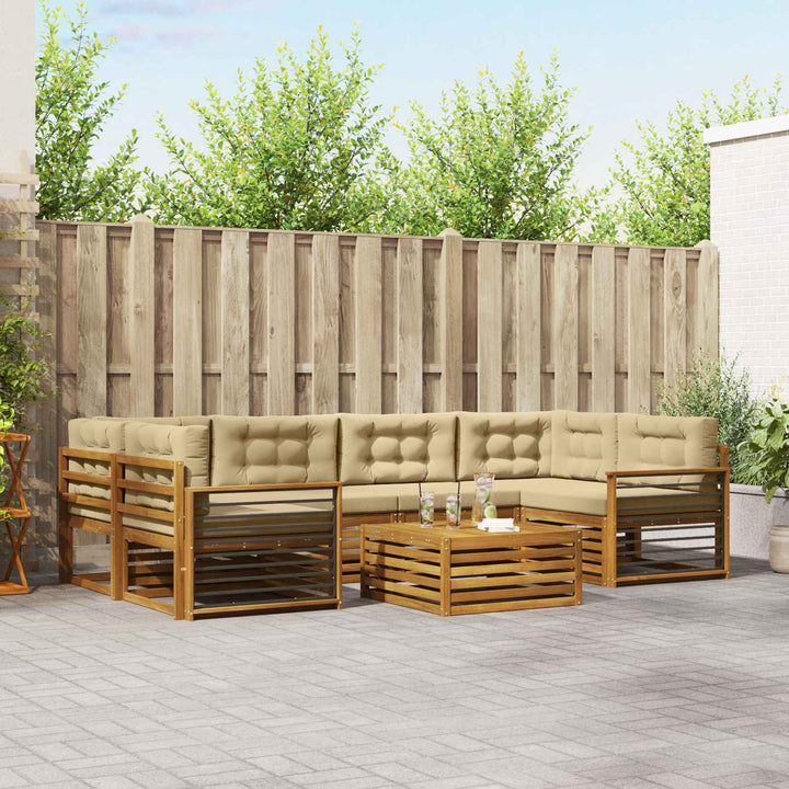 Udendørs sofagruppe med pude 7 pcs Naturlig og Beige
