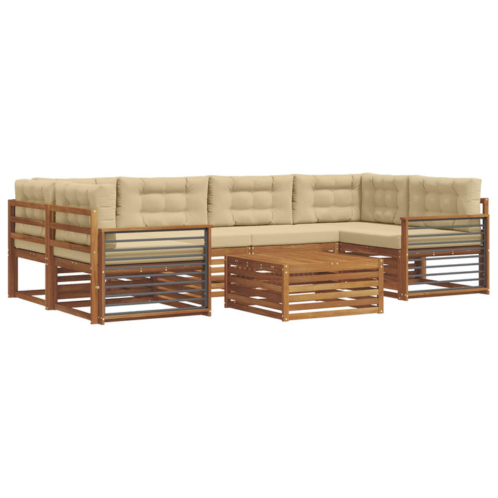 Udendørs sofagruppe med pude 7 pcs Naturlig og Beige