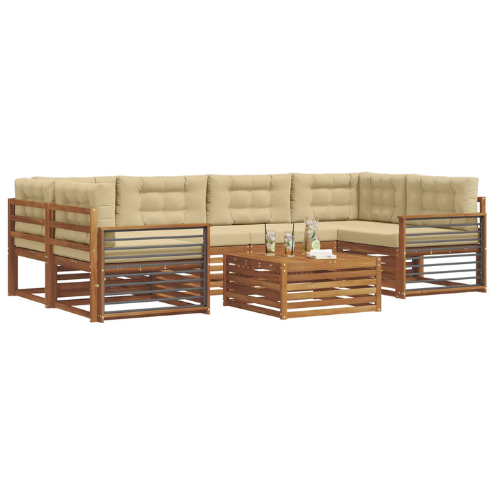 Udendørs sofagruppe med pude 7 pcs Naturlig og Beige