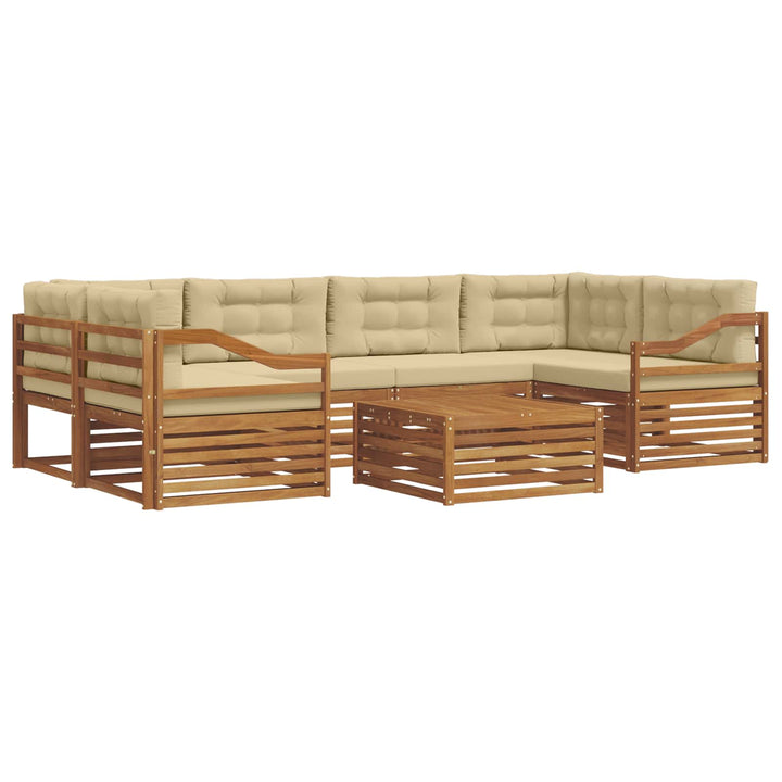 Udendørs sofagruppe med pude 7 pcs Naturlig og Beige
