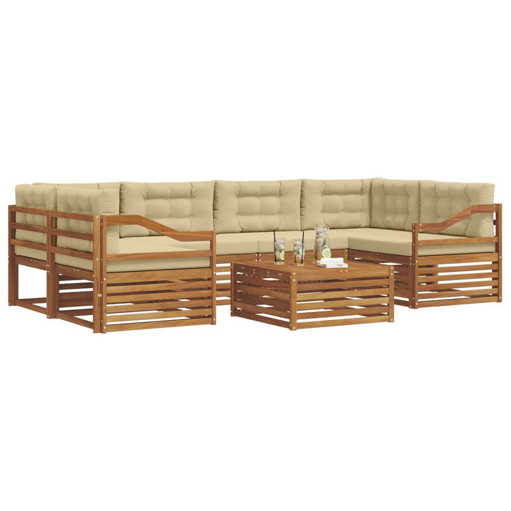 Udendørs sofagruppe med pude 7 pcs Naturlig og Beige