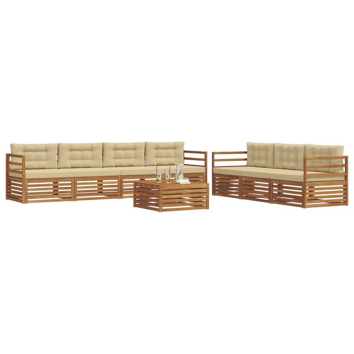 Udendørs sofagruppe med pude 8 pcs Naturlig og Beige