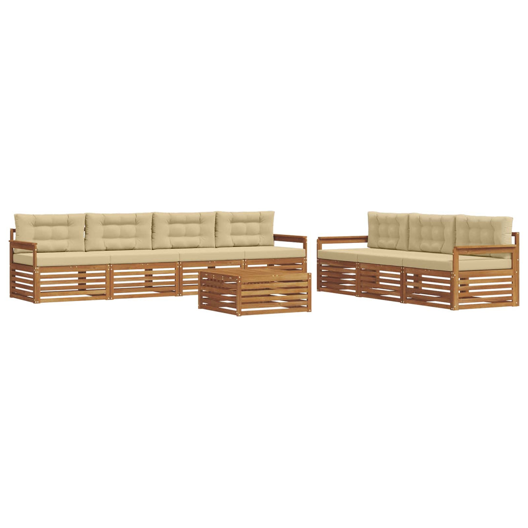 Udendørs sofagruppe med pude 8 pcs Naturlig og Beige