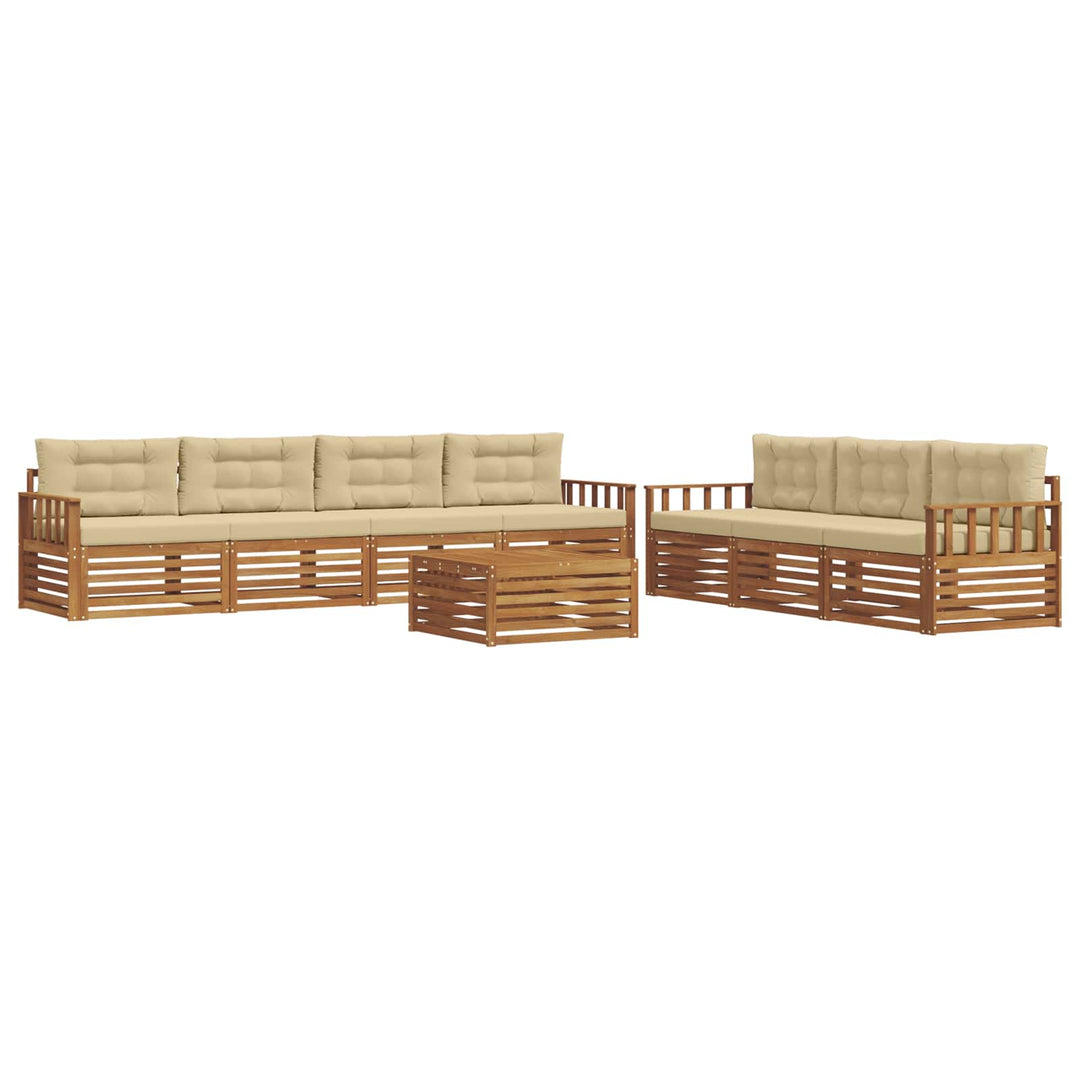 Udendørs sofagruppe med pude 8 pcs Naturlig og Beige
