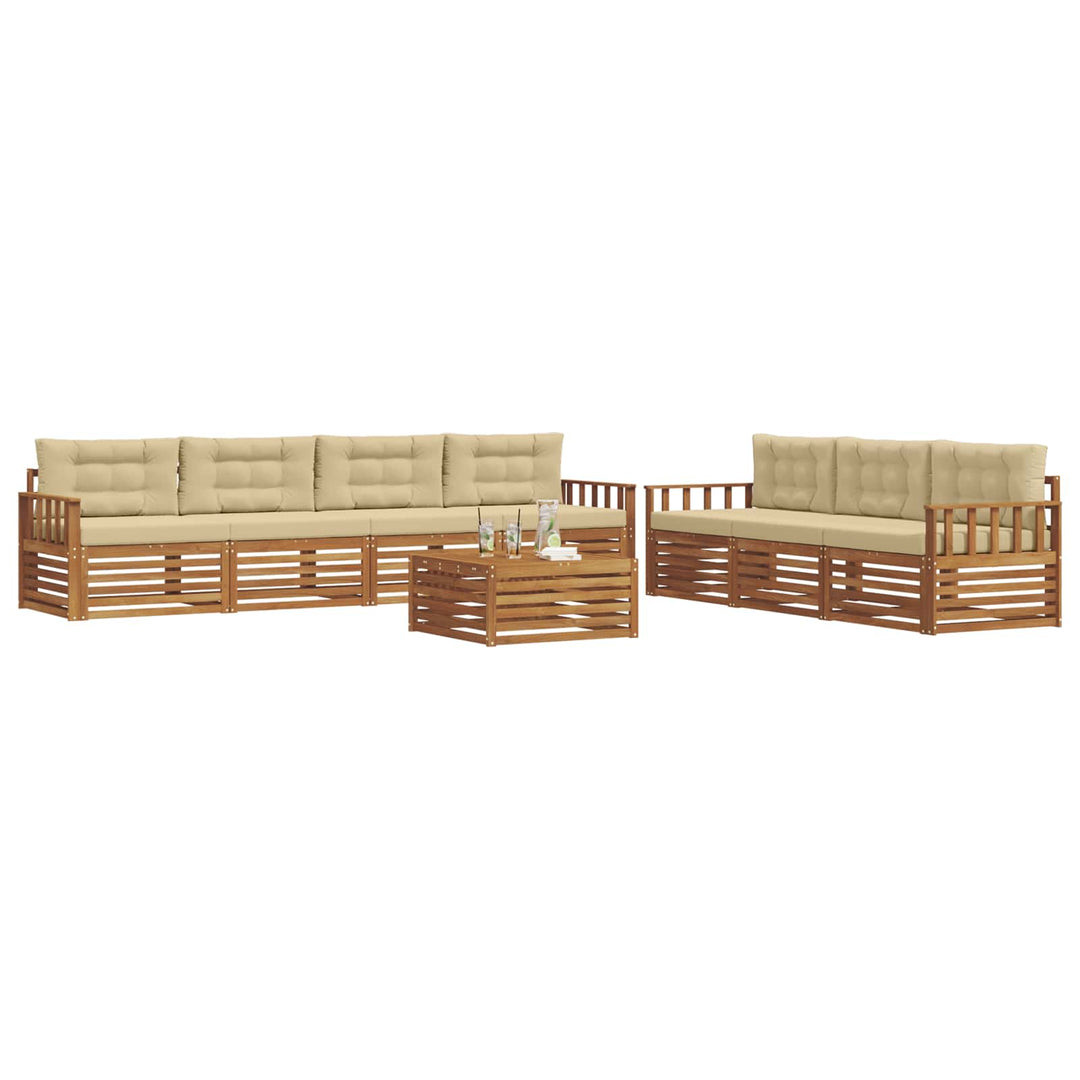 Udendørs sofagruppe med pude 8 pcs Naturlig og Beige