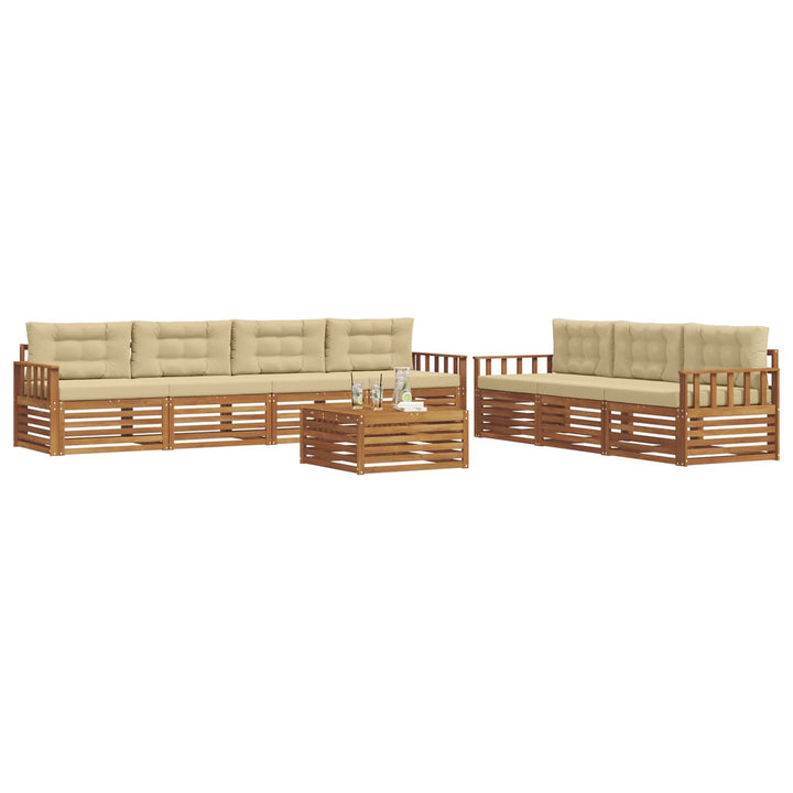 Udendørs sofagruppe med pude 8 pcs Naturlig og Beige