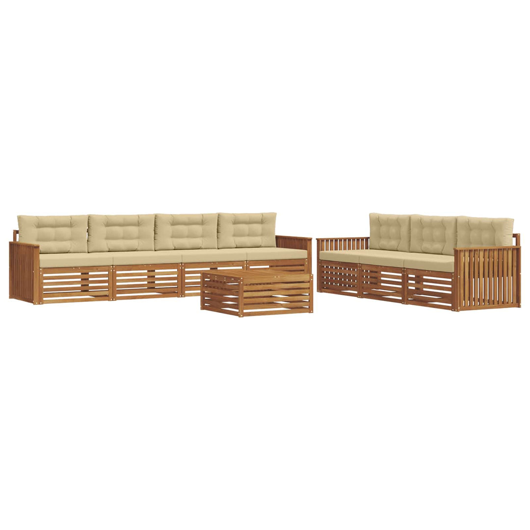 Udendørs sofagruppe med pude 8 pcs Naturlig og Beige