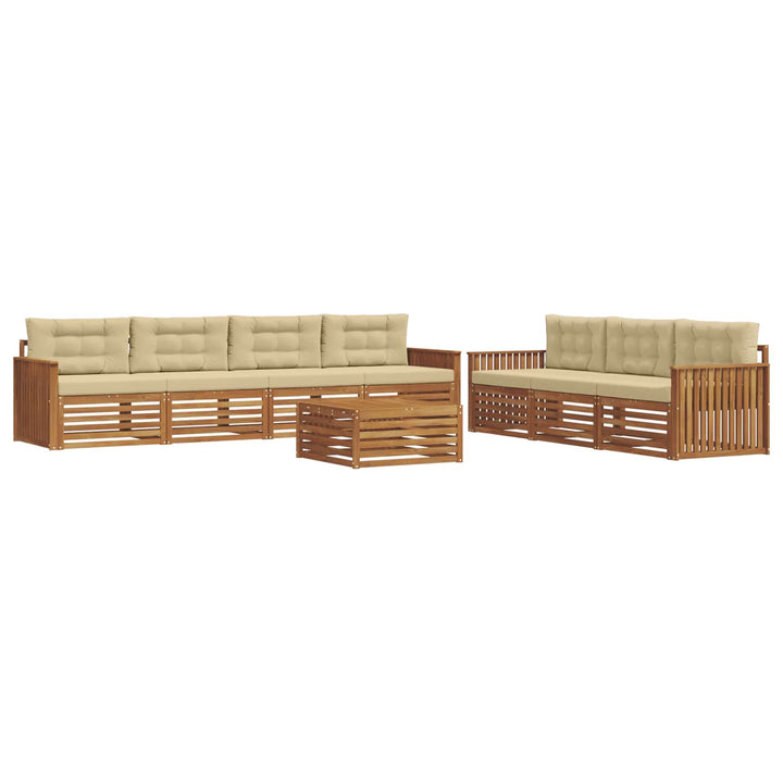 Udendørs sofagruppe med pude 8 pcs Naturlig og Beige