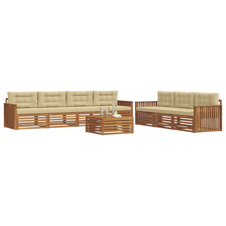 Udendørs sofagruppe med pude 8 pcs Naturlig og Beige