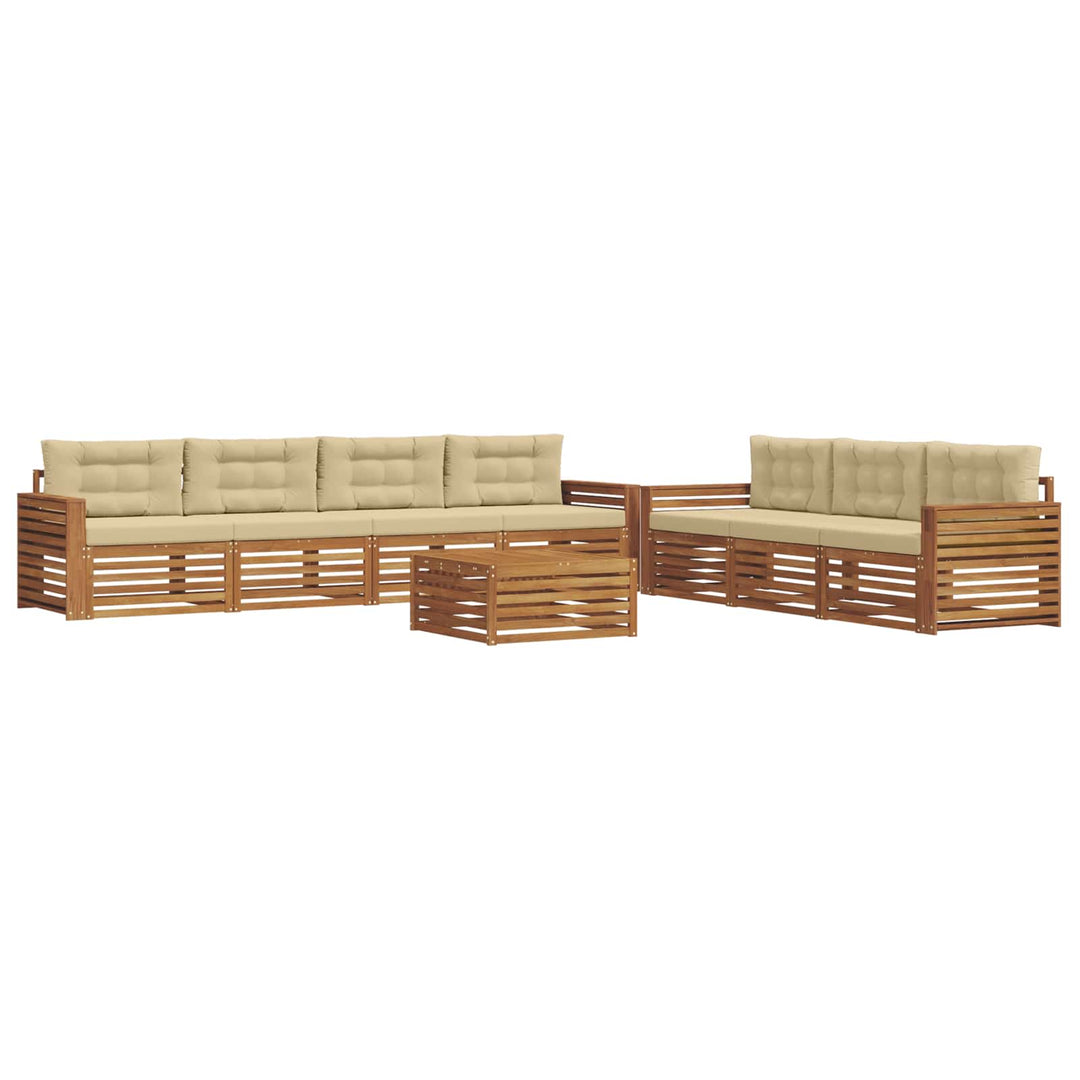 Udendørs sofagruppe med pude 8 pcs Naturlig og Beige