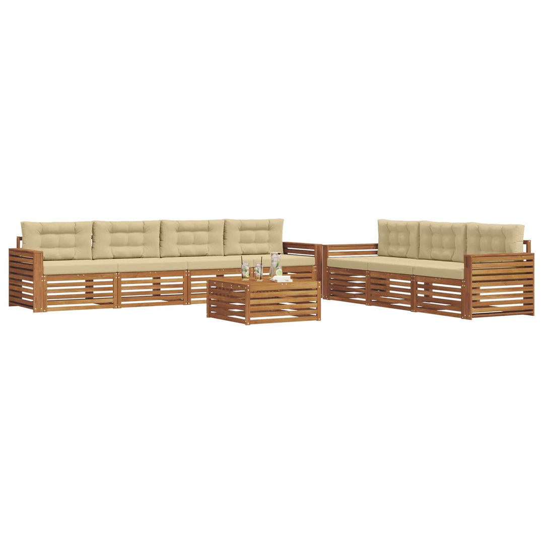 Udendørs sofagruppe med pude 8 pcs Naturlig og Beige