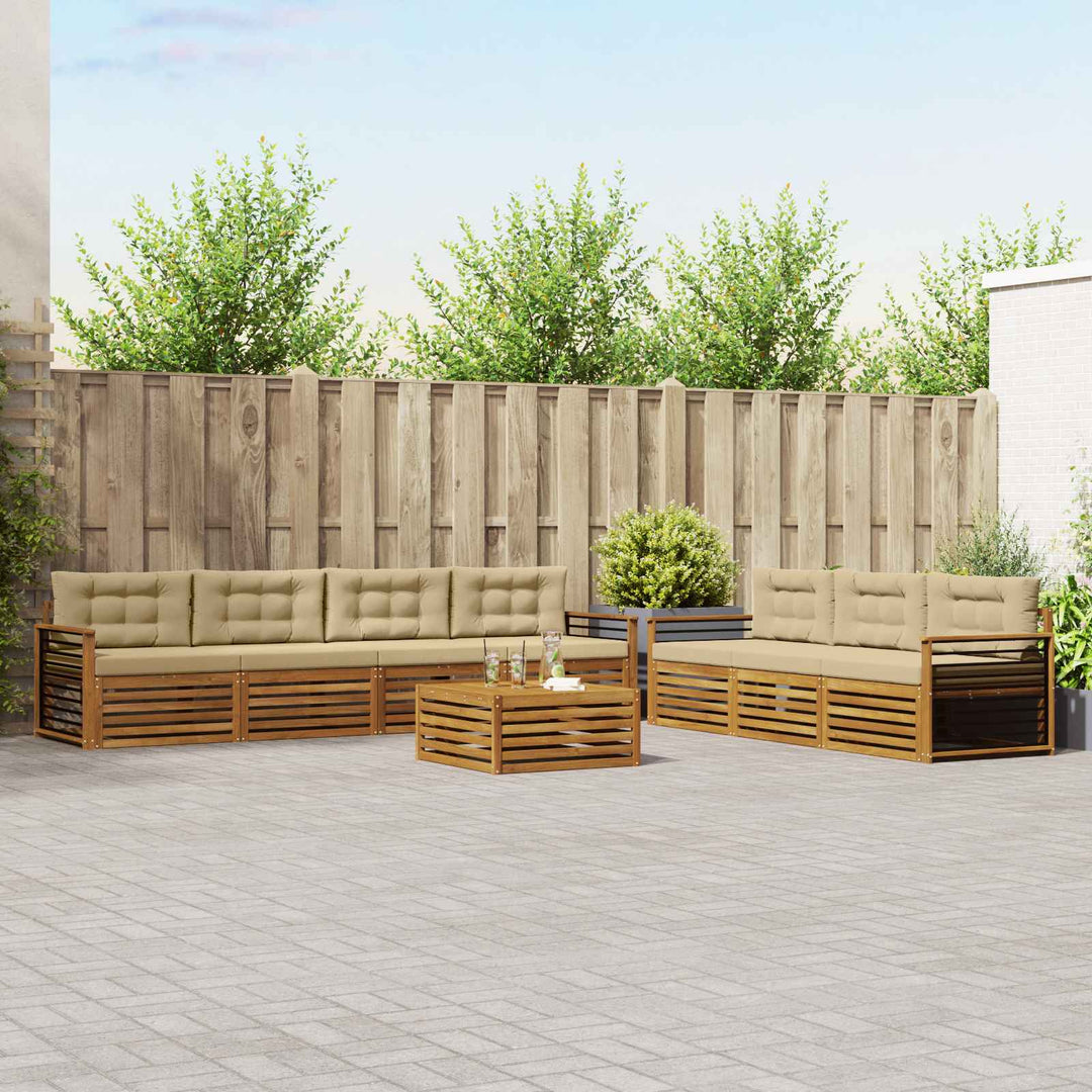 Udendørs sofagruppe med pude 8 pcs Naturlig og Beige
