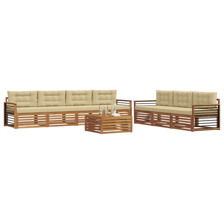 Udendørs sofagruppe med pude 8 pcs Naturlig og Beige