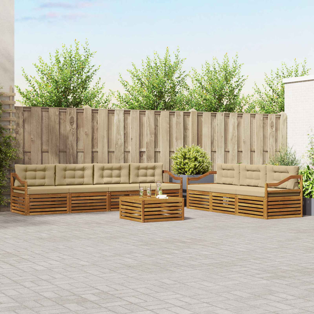 Udendørs sofagruppe med pude 8 pcs Naturlig og Beige