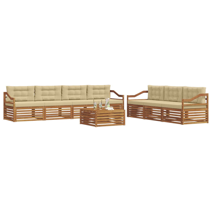 Udendørs sofagruppe med pude 8 pcs Naturlig og Beige