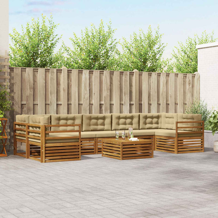 Udendørs sofagruppe med pude 8 pcs Naturlig og Beige
