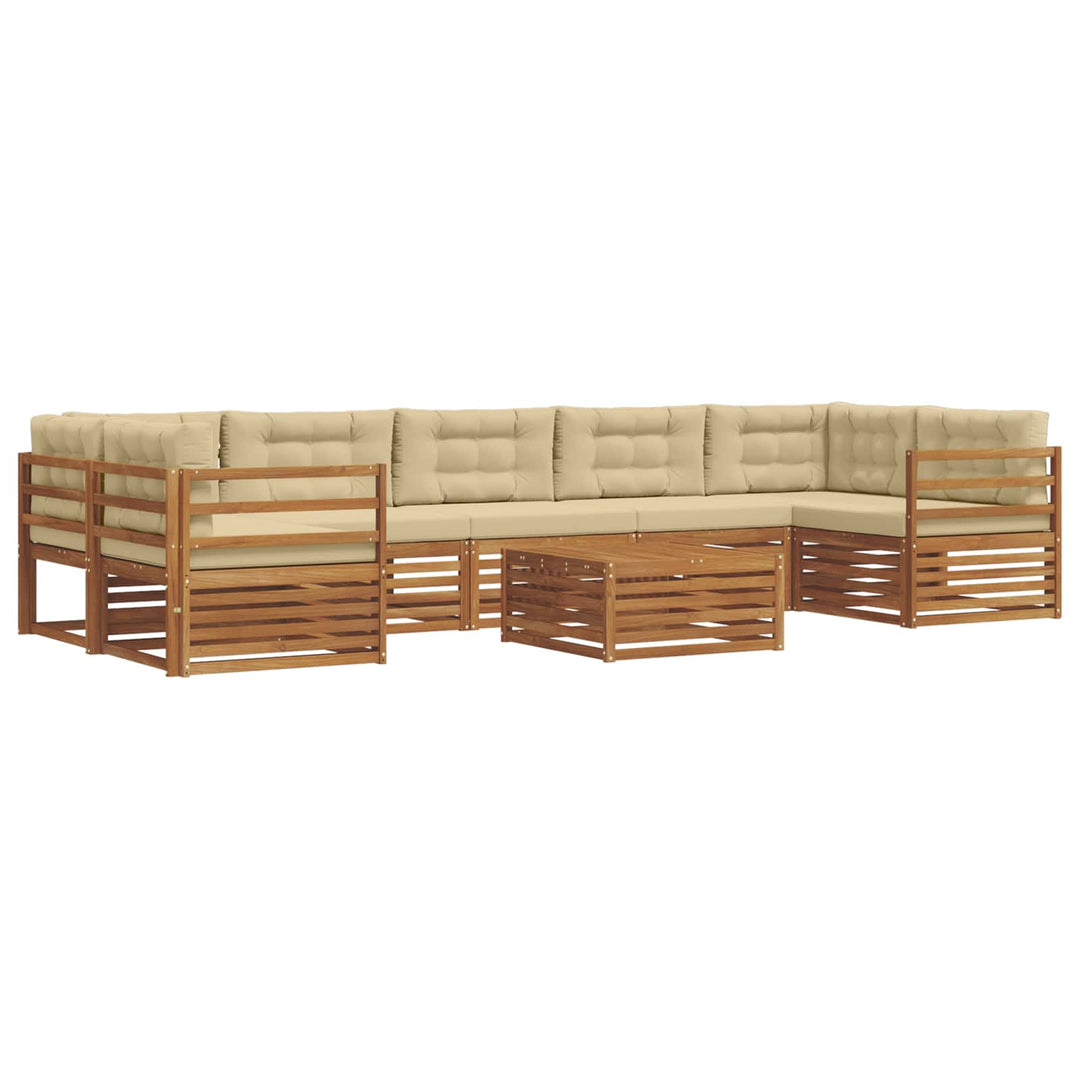 Udendørs sofagruppe med pude 8 pcs Naturlig og Beige