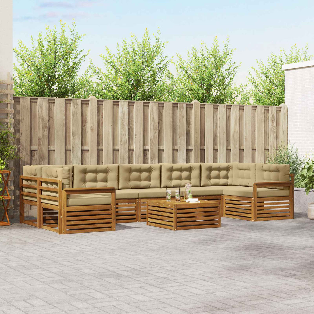 Udendørs sofagruppe med pude 8 pcs Naturlig og Beige