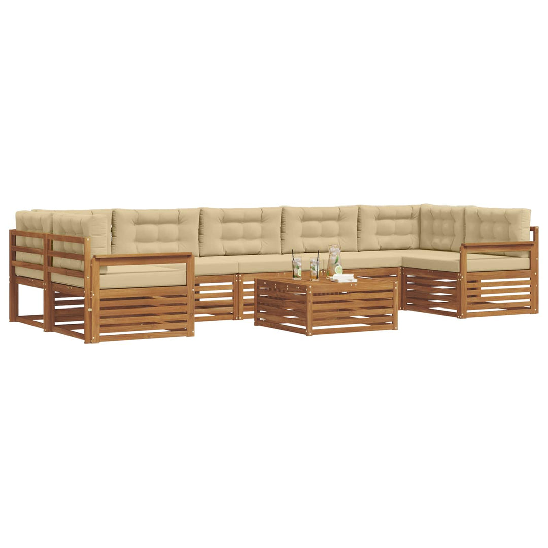 Udendørs sofagruppe med pude 8 pcs Naturlig og Beige