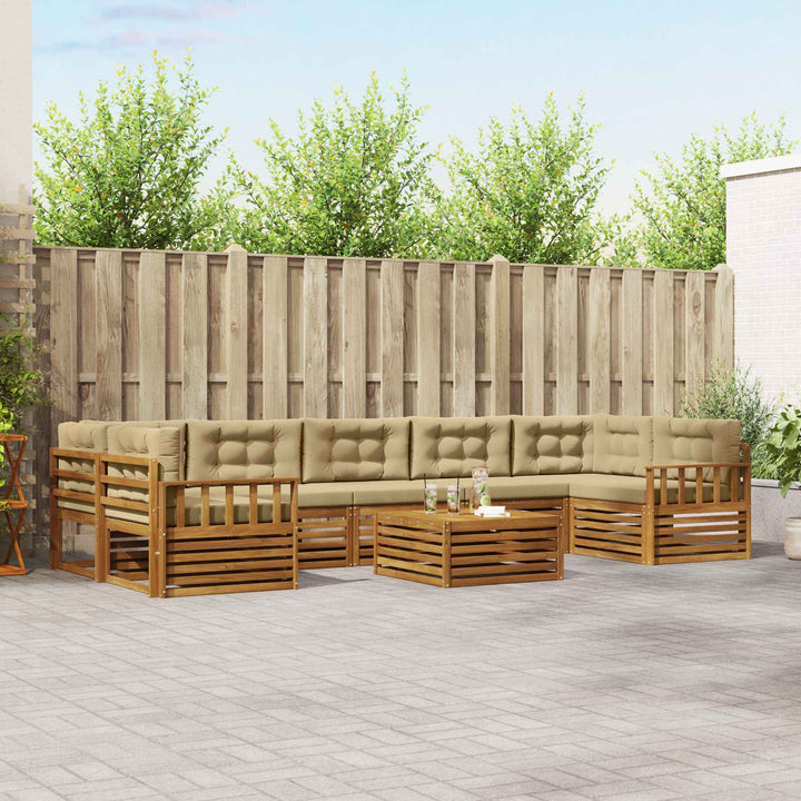 Udendørs sofagruppe med pude 8 pcs Naturlig og Beige