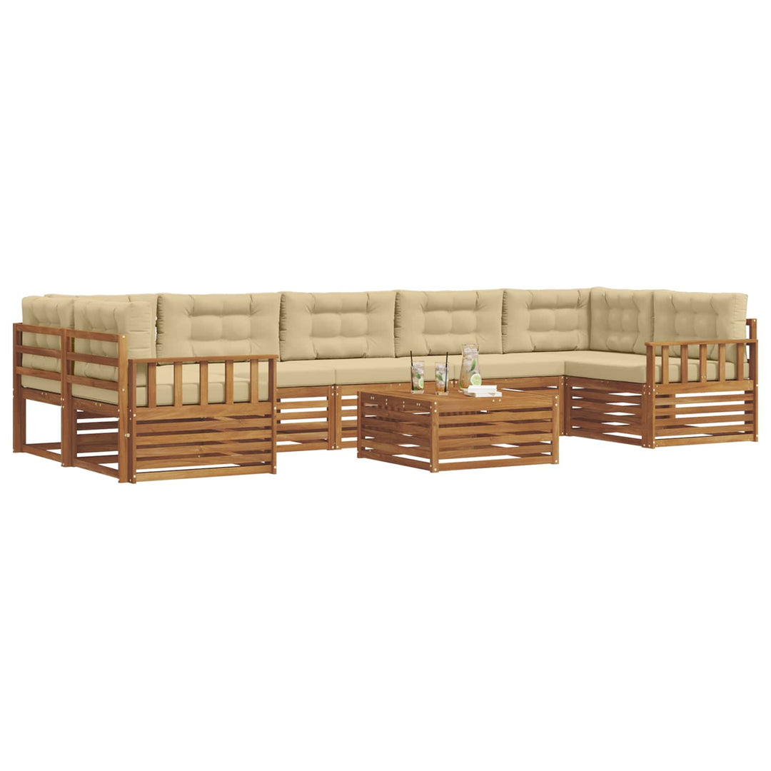 Udendørs sofagruppe med pude 8 pcs Naturlig og Beige