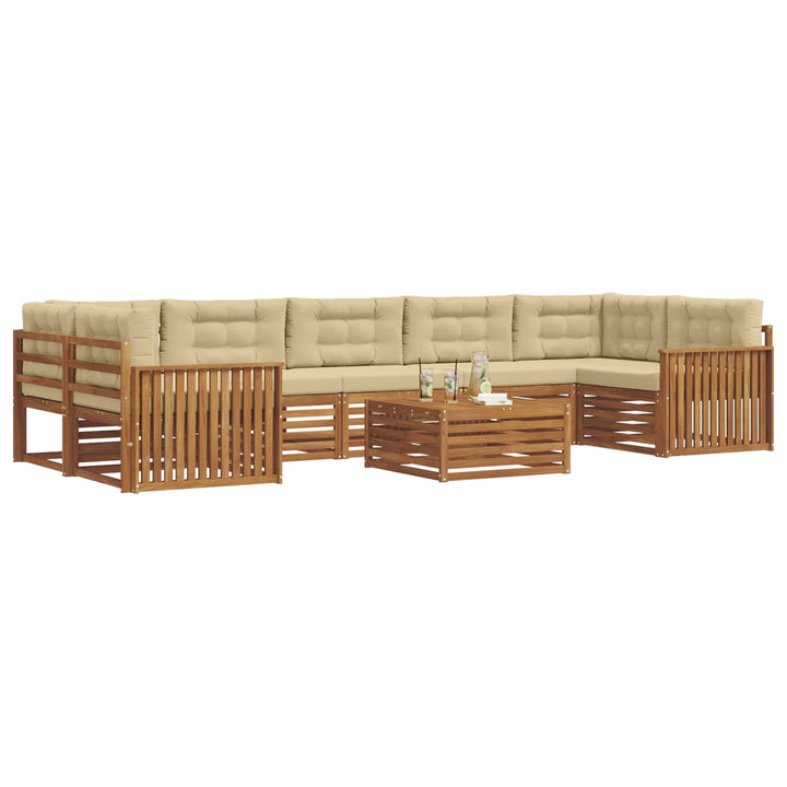 Udendørs sofagruppe med pude 8 pcs Naturlig og Beige
