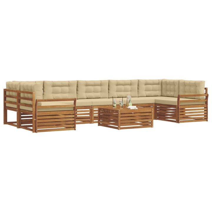 Udendørs sofagruppe med pude 8 pcs Naturlig og Beige