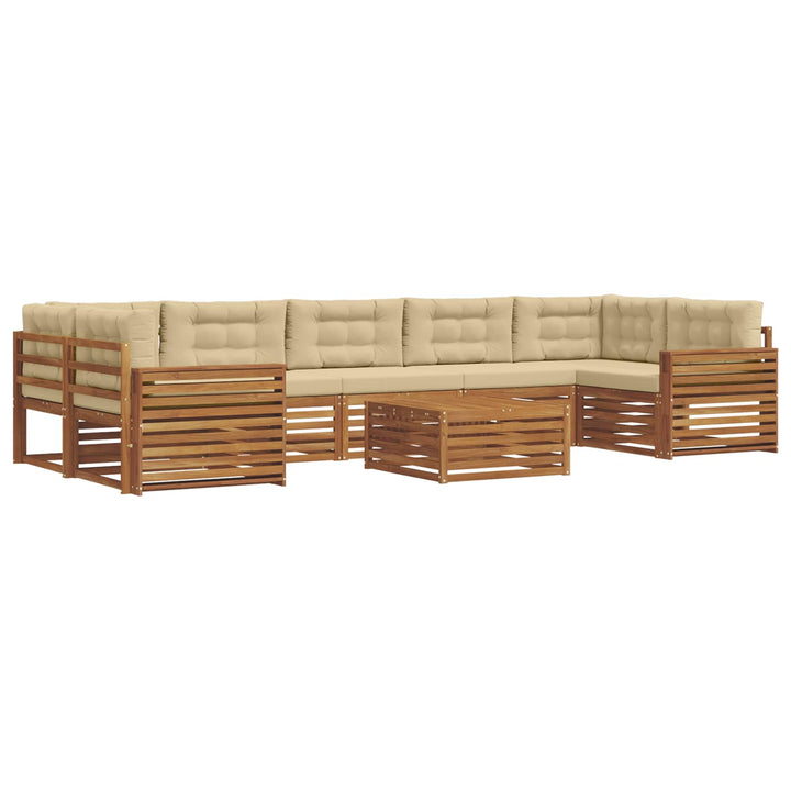 Udendørs sofagruppe med pude 8 pcs Naturlig og Beige